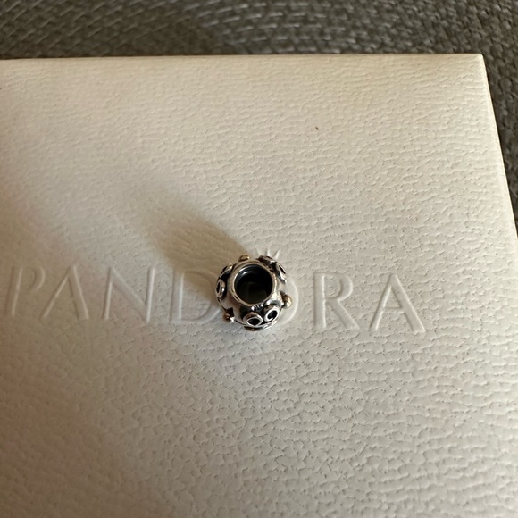 Pandora Retired Two-Tone Victorian with Gold Ball Charm - Picture 2 of 2